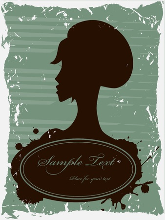 Vector picture with girl's silhouetteのイラスト素材