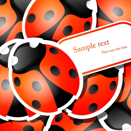 picture with ladybug stickers のイラスト素材