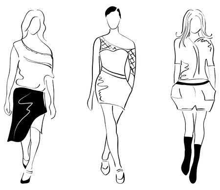 3 fashion girlsのイラスト素材