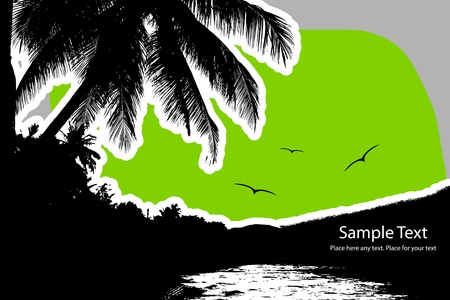 Vector tropical landscape with palmのイラスト素材