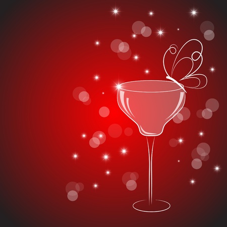 Vector picture with cocktail drink on red backgroundのイラスト素材
