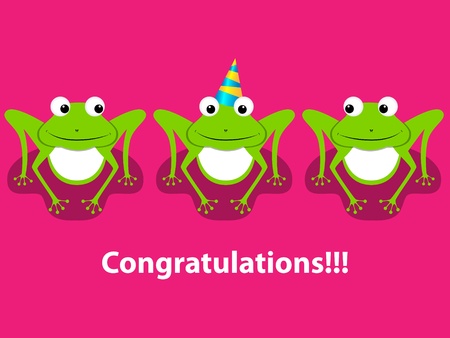 greeting card with  3 frogsのイラスト素材