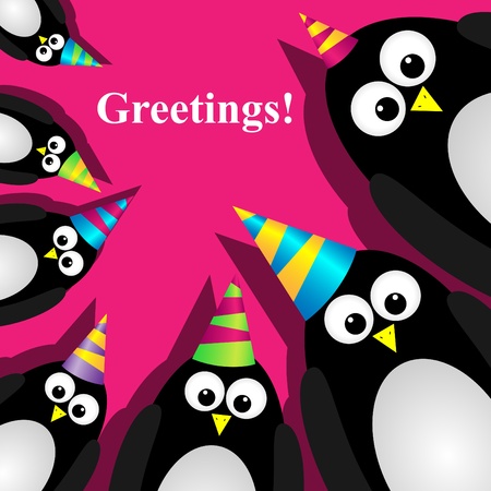 greeting card with a penguinsのイラスト素材
