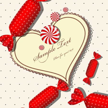 picture with heart frame and candiesのイラスト素材