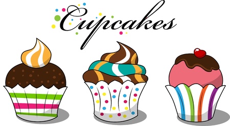 picture with 3 cupcakes のイラスト素材