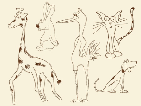 hand drawn funny cartoon charactersのイラスト素材