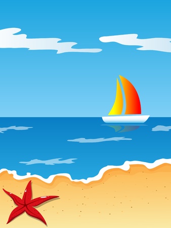 picture with beach and seaのイラスト素材