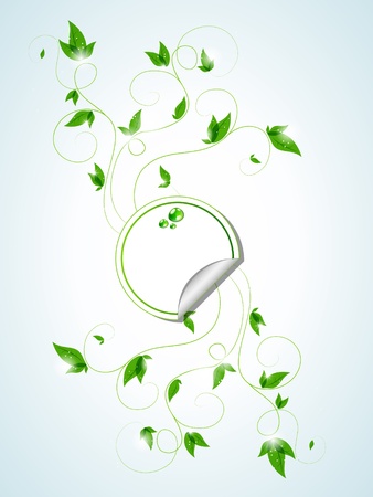 Vector background with green plantsのイラスト素材