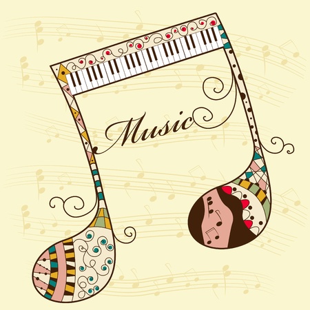 Vector musical background with noteのイラスト素材