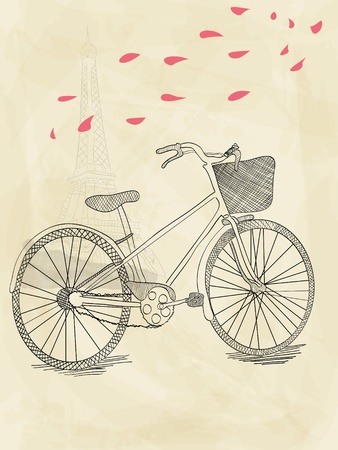 hand drawn bicycleのイラスト素材