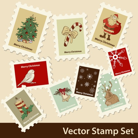 Vector Christmas stamps setのイラスト素材