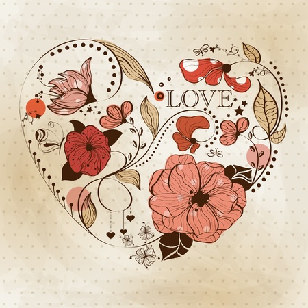 Vintage heart shape. St. Valentine's greeting cardのイラスト素材