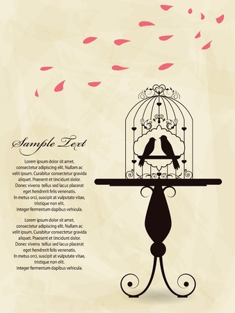 St. Valentine's day greeting card with birdsのイラスト素材