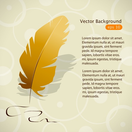 Vector illustration with golden featherのイラスト素材