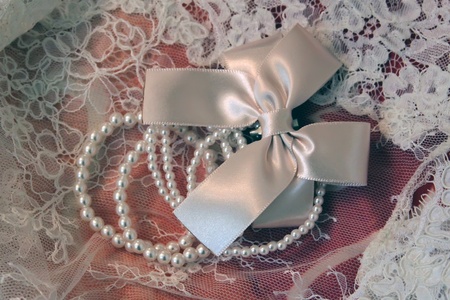 Photo of wedding accessory - white bowの写真素材