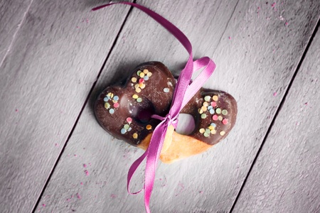 Photo of cute heart-shaped cookiesの写真素材