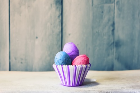 Cute retro photo with easter eggs