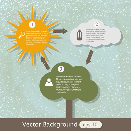  paper composition with tree, sun and cloudのイラスト素材