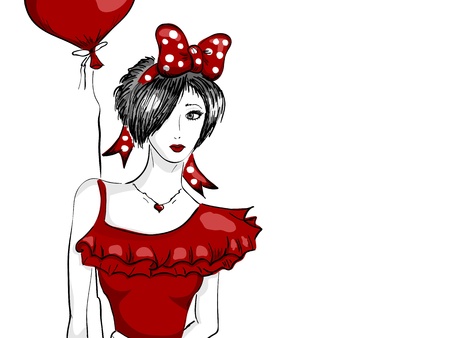 Vector drawing of beautiful girlのイラスト素材