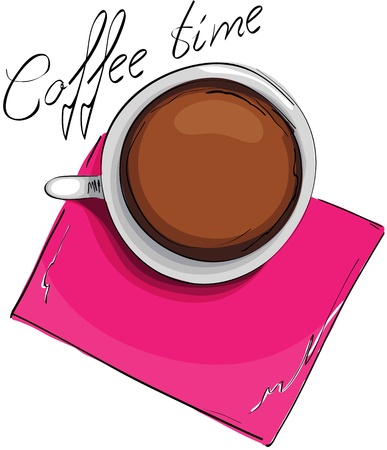 Vector picture with hand drawn coffee cupのイラスト素材
