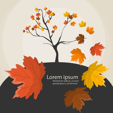 Vector funny illustration with tree and playful leavesのイラスト素材