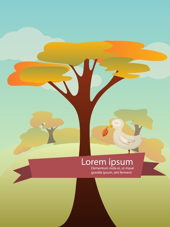 illustration with autumn landscape and copyspaceのイラスト素材