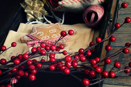 Photo of box with christmas decorations