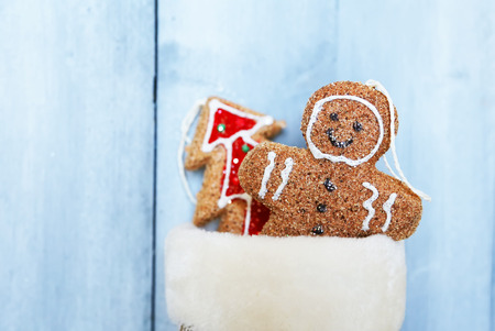 Photo of basket with christmas decorations