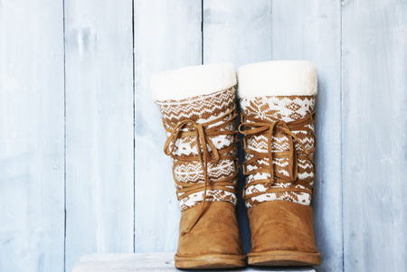 Retro photo of winter shoesの写真素材