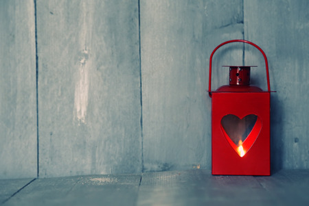 St Valentine's day greeting card with candle and hearts