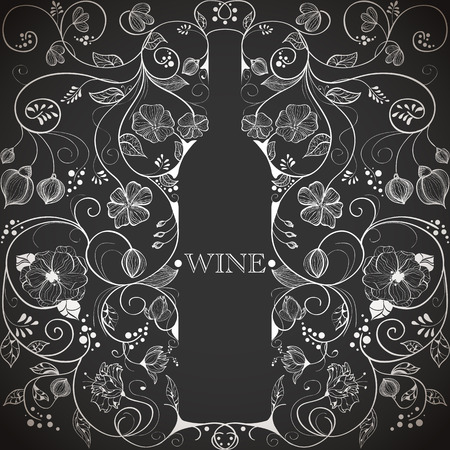 Abstract picture of floral wine bottle のイラスト素材