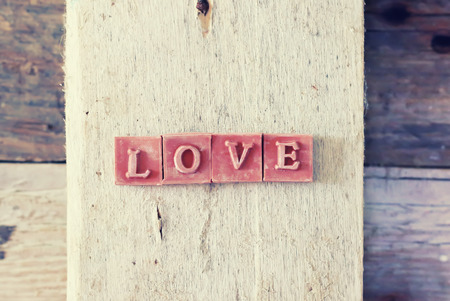 Photo of wooden block with word LOVEの写真素材