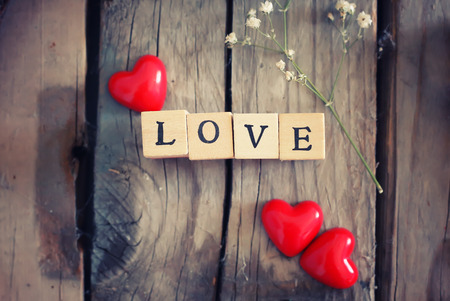Photo of wooden block with word LOVEの写真素材