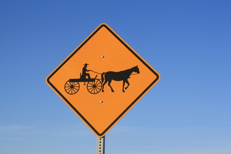 Roadside Warning Sign - Amish Buggiesの写真素材