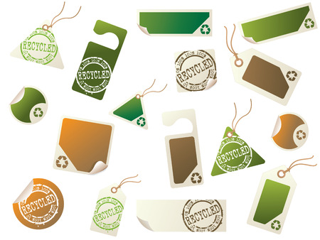 Recycling tags and sticker collectionのイラスト素材
