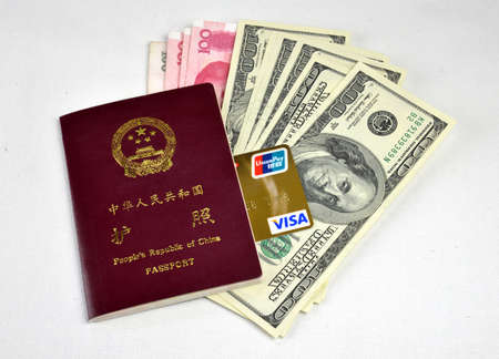 Passports, bank cards and cashのeditorial素材