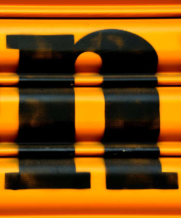 Rolling gate painted text on nの写真素材