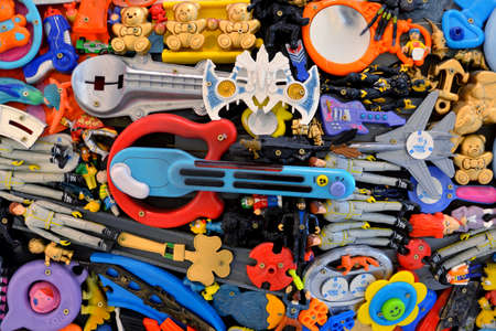 A pile of old plastic toys