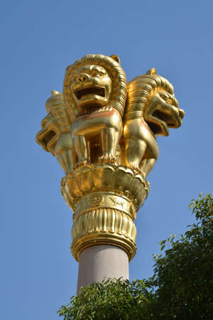 Shanghai Jing an Temple of Golden Lion pillars Chinese sculptureの写真素材