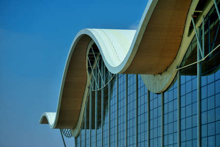 Wave-shaped roof of the modern buildingのeditorial素材