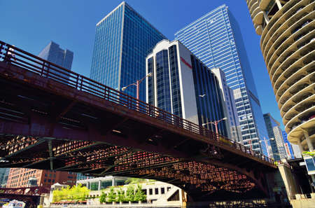 Shoot on the Chicago River Bridge and buildingのeditorial素材
