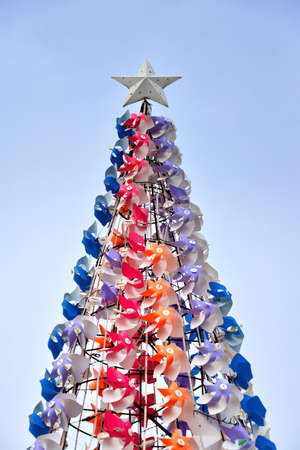 Christmas tree shaped color windmill