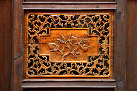 Chinese antique furniture woodcarving patternの写真素材
