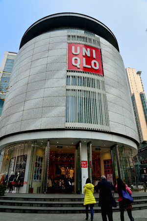 Uniqlo brand store on the streets of Shanghaiのeditorial素材