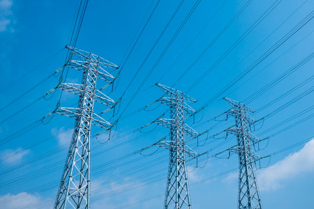 high voltage post High-voltage tower sky background.High-voltage tower sky background.
