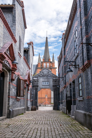 Street view of the old town of Gdansk, Poland.の写真素材