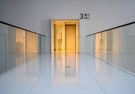 modern corridor in a hospital, closeup of photo with soft focus
