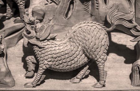 Chinese traditional handicrafts carved in stone closeup of photo.のeditorial素材