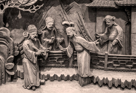 Chinese traditional style stone carving landscape architecture,, Beijing, China