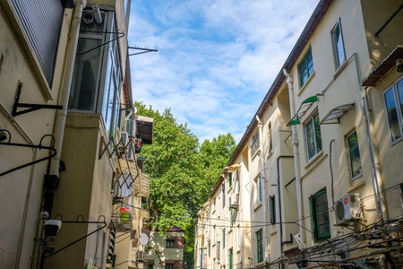 Street view of old town in Tbilisi, Georgiaの写真素材